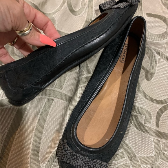 Coach black ballet flats 9 1/2 signature c - Picture 2 of 5
